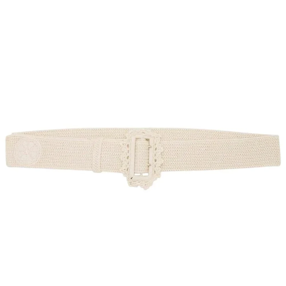 nastyamasha Crochet Belt With Embroidery Logo in Off White One Size New Womens